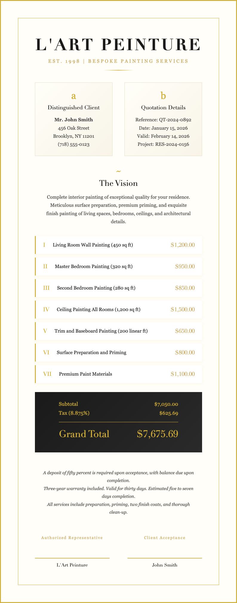 Luxury premium painting quotation